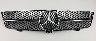 Решітка радіатора Mercedes CLS W219 (08-10) стиль AMG (глянц/крим смужки)