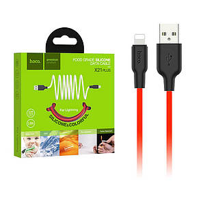 Кабель Lightning Hoco X21 Plus Silicone 1м (2.4A) Red