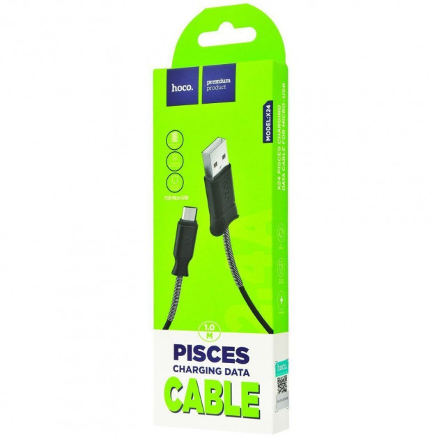 Кабель для заряджання HOCO x24 MicroUsb 1 м 2 А, фото 1