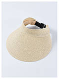 Жіноча літнє капелюх-козирок,на гумці, бежева, фото 2