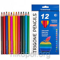 Набір товстих олівців Luminoso Elastico "З" Jumbo CR765-12, 12 кольорів