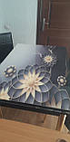 Розкладний стіл обідній кухонний комплект стіл і стільці 3D малюнок 3д "Квітка золото" ДСП скло 70*110 Лотос-М, фото 3