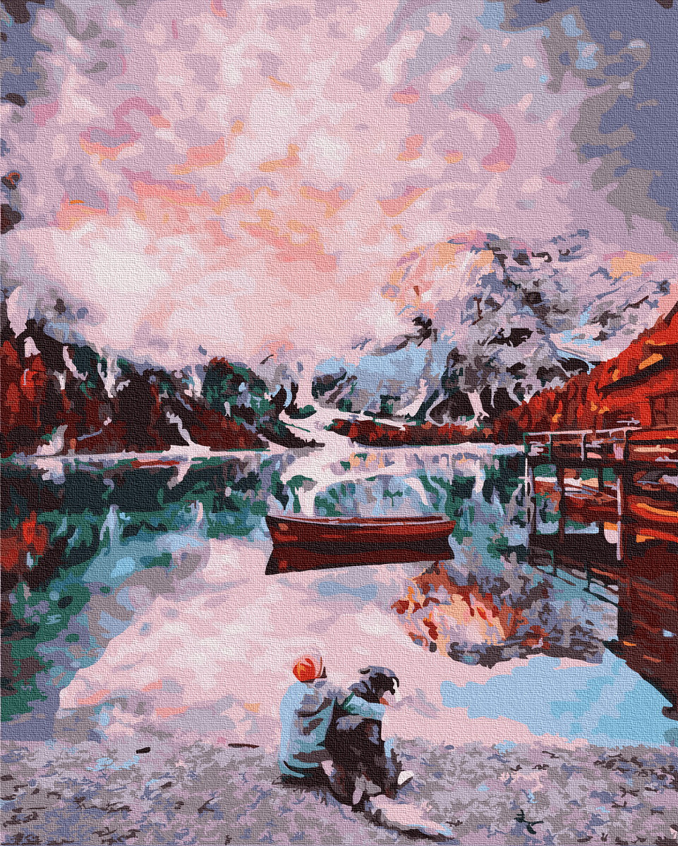 Розмальовка для дорослих Альпи з псом (BK-GX32635) 40 х 50 см (Без коробки)