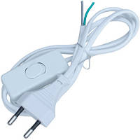 Шнур мережний для бра з вимикачем, 2х0.75мм CU, 1.5 м, білий (чорний)