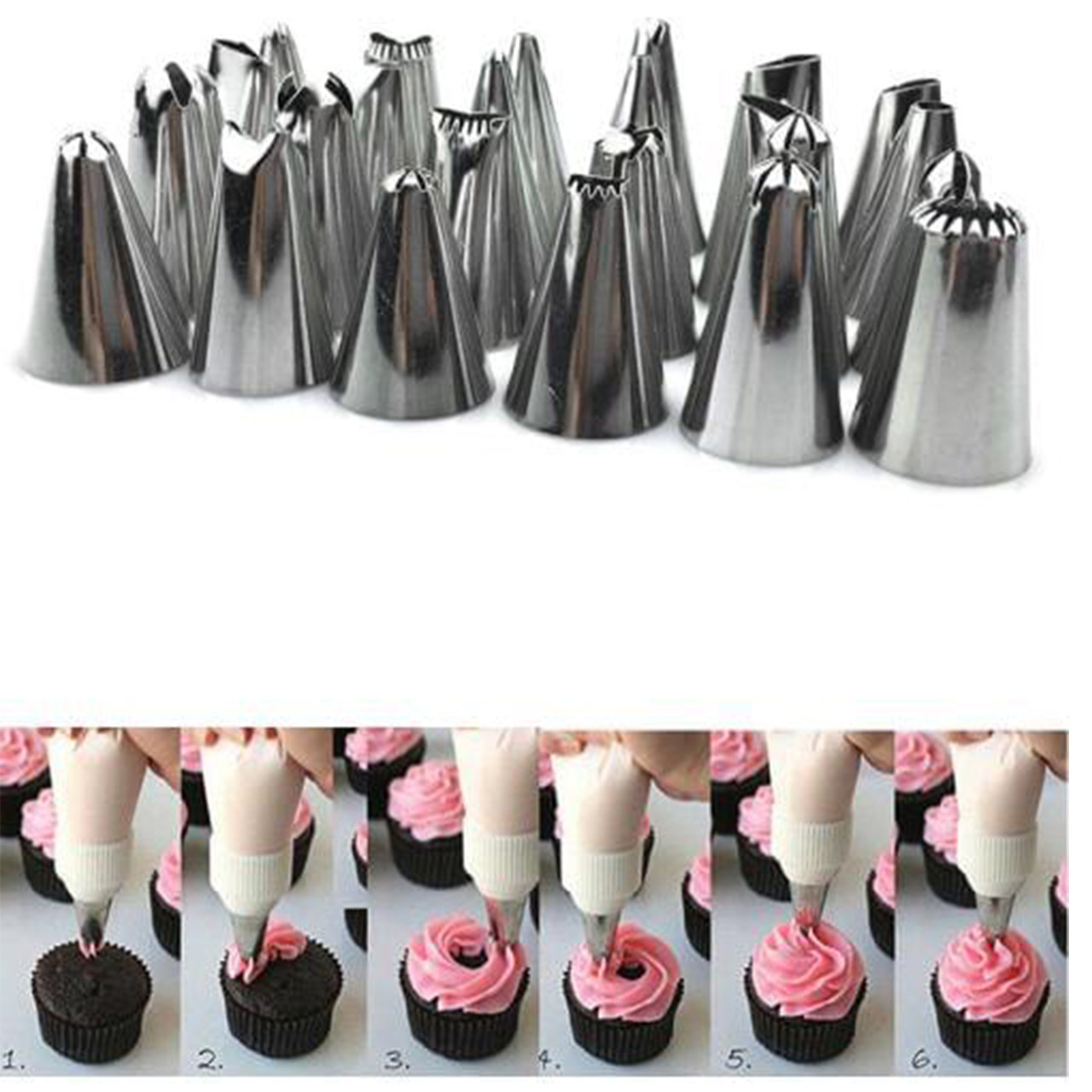 Набір кондитерських насадок для крему Baking Tools 24 шт (24 CD)