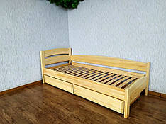 Ліжко для дітей дерев'яна односпальна з шухлядами з масиву дерева "Марта - 2" від виробника 70х190, різні відтінки