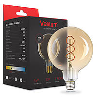 LED лампа филамент  Vestum  / G-125  / 6 w / 2500k /  Vintage  ( SPIRAL TWIST )  Amber