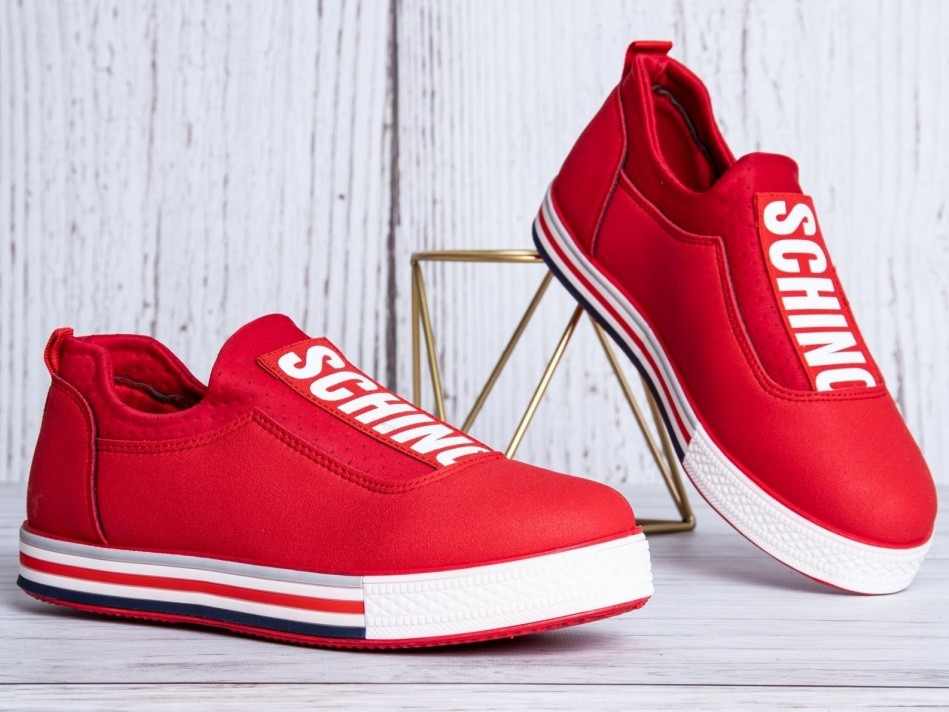 Жіночі червоні сліпони Schino RED з перфорацією з написом 36-40