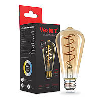 LED лампа филамент  Vestum  / ST-64  / 4 w / 2500k /  Vintage  ( SPIRAL )  Amber