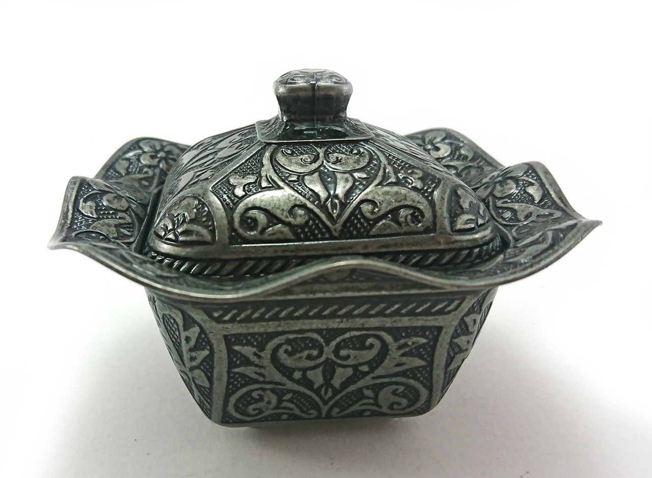 Лукумница квадратна Туреччина, колір: постарене срібло 11*7*7 см