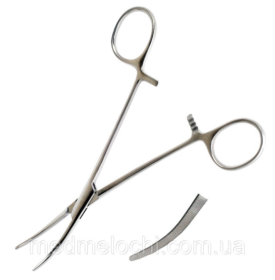 Затискач  кровоспинний, по Crile-Rankin, зубчатий, зігнутий № 1 SURGIWELOMED. Довжина 15,8 см