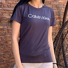 Модна жіноча футболка з принтом, Calvin Klein сіра S/L Туреччина