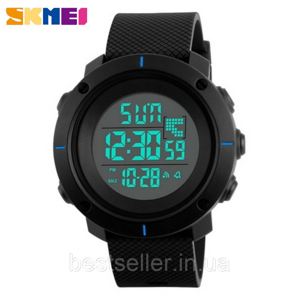 Годинник спортивний SKMEI 1213 Black Blue 50 mm Quartz 5 ATM (МОЖНО Плущувати!)