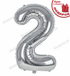 Кулька Цифра "2" (1 м), колір срібло