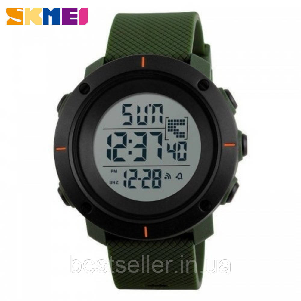 Годинник спортивний SKMEI 1213 Black Green 50 mm Quartz 5 ATM (МОЖНО Плущуватиме!)