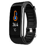 Розумний фітнес браслет Lemfo C6T з датчиком температури тіла (Чорний), фото 2