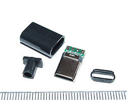 JC018 Штекер USB Type C 3.1 USB-C роз'єм троянд'єм конектор живлення зарядки тато Чорний