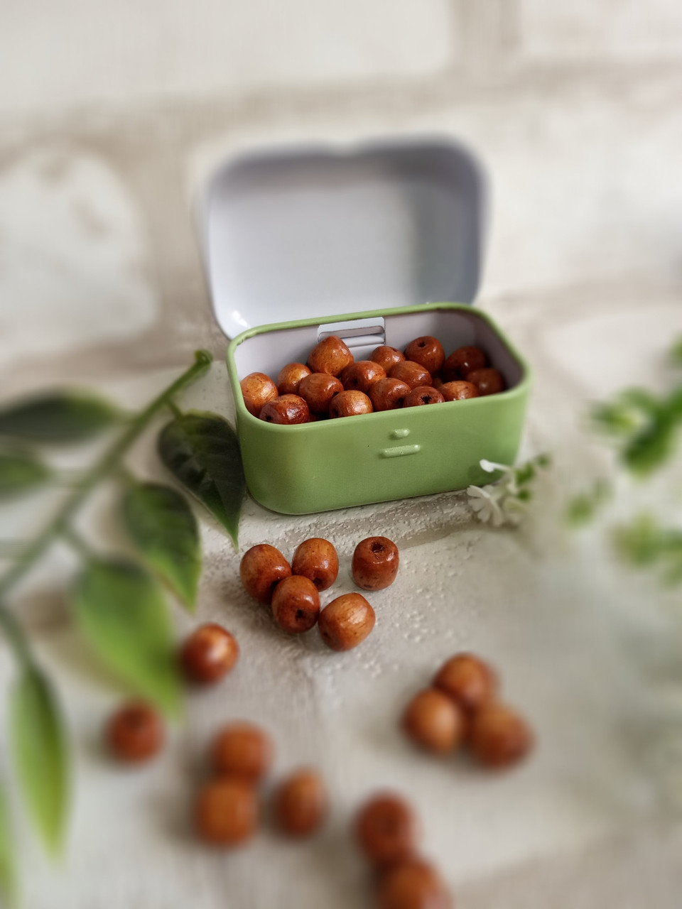 Дерев'яні намистини, лак, колір - під "дерево", 60 шт d - 0,8cm, фото 1