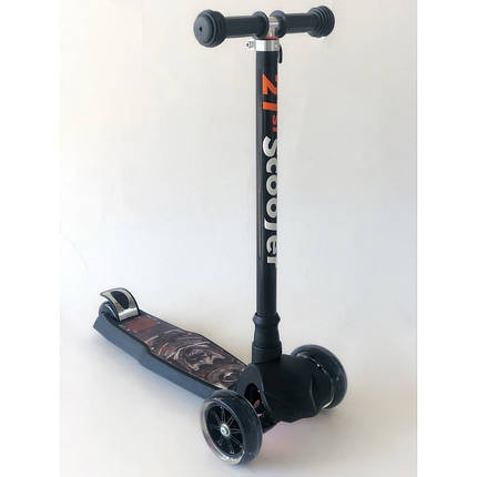 Самокат Scooter для хлопчика чорний підсвітка коліс, фото 1