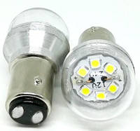 Світлодіодна лампа з цоколем 1157 BA15d P21/5W 6SMD 2835 12-24V 6W Біла зроблено в УКРАЇНІ!