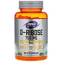 D-рибоза NOW Foods, Sports "D-Ribose" 750 мг, активирует производство энергии (120 капсул)