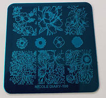 Пластина для стемпинга (друк на нігтях) NICOLE DIARY-100