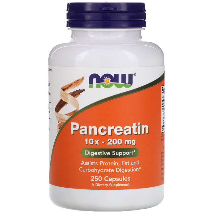 Панкреатин NOW Foods "Pancreatin 10X" 200 мг, сприяє травленню (250 капсул)