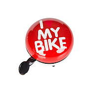 Дзвоник Green Cycle GBL-458 I love my bike 80мм червоний