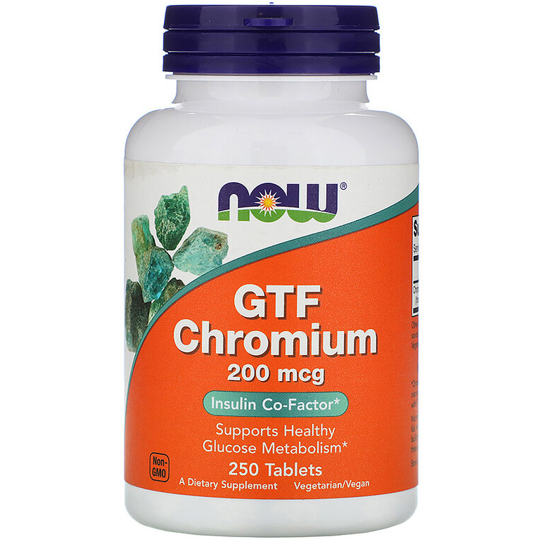 Хелат хрому NOW Foods "GTF Chromium" 200 мкг (250 таблеток)