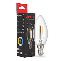 LED лампа филамент  Vestum  / C-35  / 4 w / 3000k /  Classic  ( CANDLE )  Clear