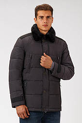 Зимова куртка чоловіча з норковим коміром Finn Flare A18-21009-202 темно-сіра S