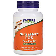 Фруктоолігосахариди NOW Foods "NutraFlora FOS Pure Powder" натуральна клітковина, чистий порошок (113 г)