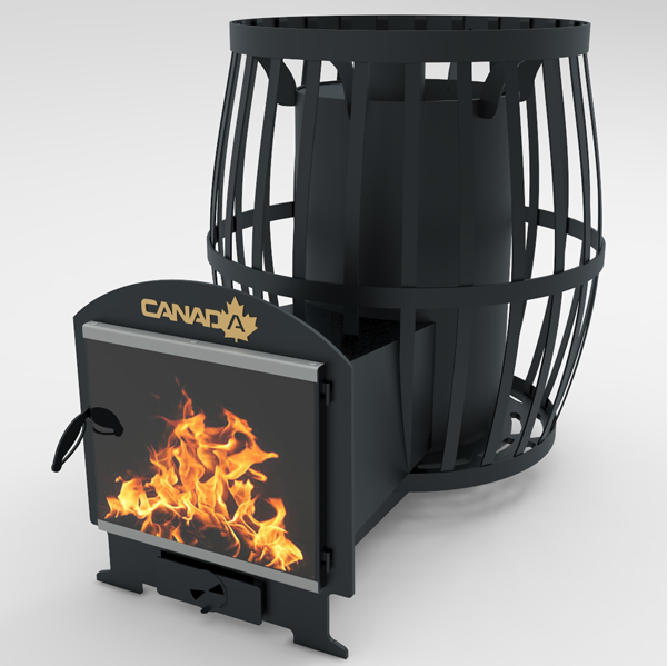 Піч для лазні Бочка 20 м3 з виносом і склом 400*400 (Canada), фото 1