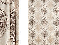 Портьерная ткань для штор Жаккард бежевого цвета с рисунком (Sunrise HXN A0728-7/280 P Jak)