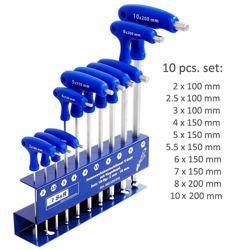 Набір шестигранних ключів з Т-подібною рукояткою S&R 2,2.5,3,4,5,5.5,6,7,8,10 мм Cr-V з кулькою (365535010)