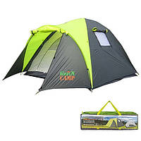 Палатка трехместная Green Camp туристическая с тамбуром 1011
