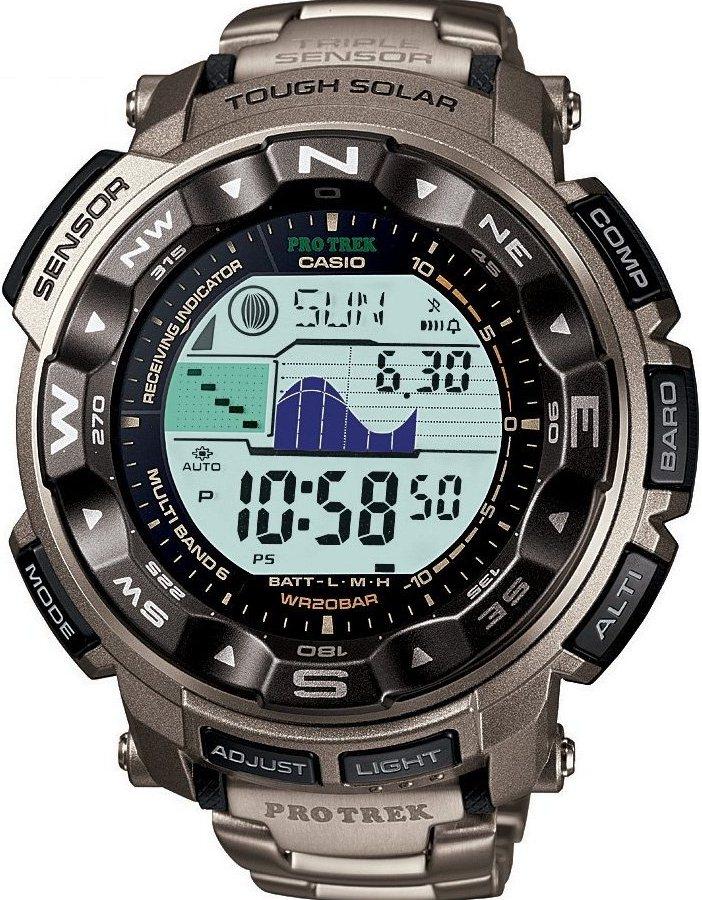Годинник чоловічий Casio ProTrek PRW-2500T-7ER титиновий на сонячній батарейці, фото 1