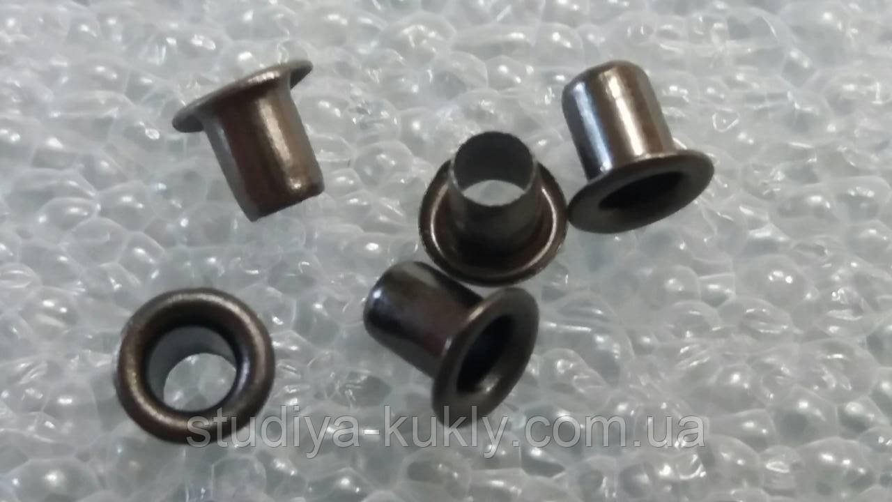 Мікро-люверси для ляльок. Нікель. Діаметр ніжки 2,4 мм, діаметр капелюшка 4,5 мм. Упаковка 10 шт, фото 1