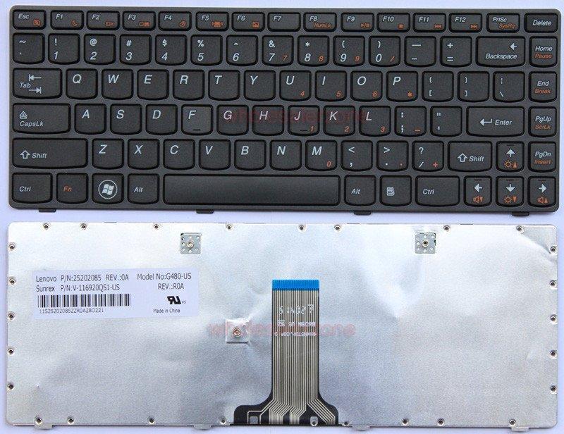 Клавіатура для ноутбука LENOVO (G480, G480A, G485, G485A, Z380, Z480, Z485 ) rus, black, black frame