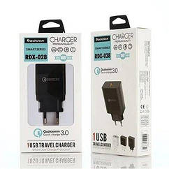 Швидке мережеве заряджання Quick Charge 3.0 A — ЗЗП USB REDDAX RDX-028 BLACK+ microUSB кабель