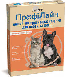 Нашийник від бліх та кліщів Природа Профілайн (для собак та котів, помаранчевий), 35см.