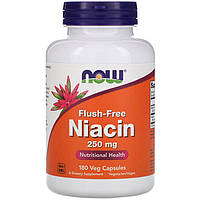 Ниацин NOW Foods "Niacin" без покраснений, 250 мг (180 капсул)