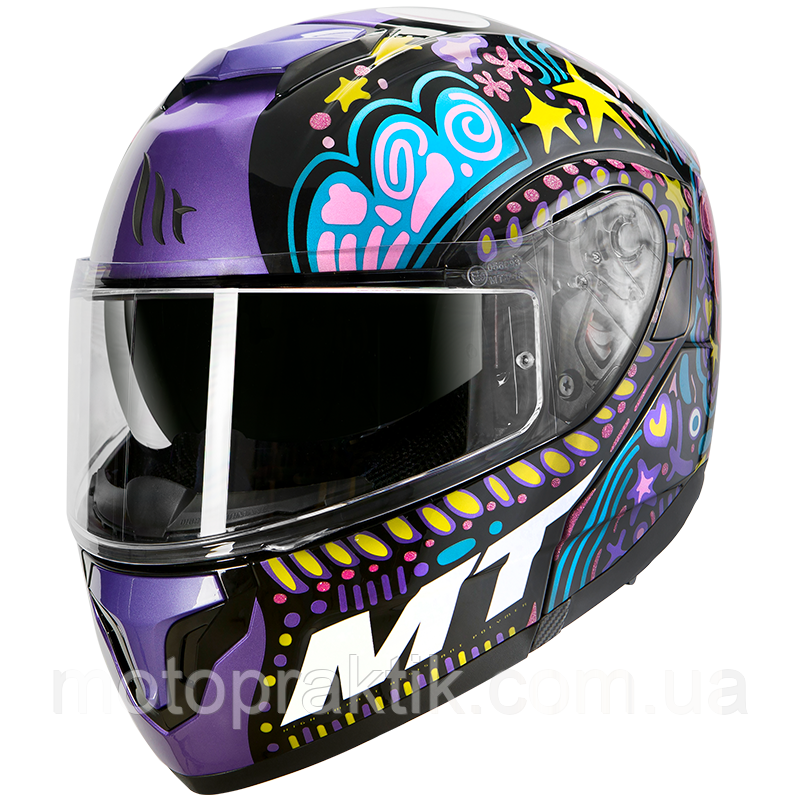 MT ATOM SV AXA A1 GLOSS BLACK, XS Мотошолом модуляр з окулярами