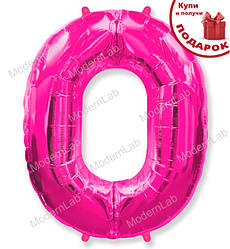 Кулька Цифра "0" (102 см), Іспанія, колір - малиновий (металік)
