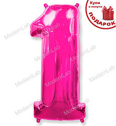 Кулька Цифра "1" (102 см), Іспанія, колір - малиновий (металік)