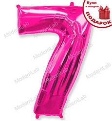 Кулька Цифра "7" (102 см), Іспанія, колір - малиновий (металік)