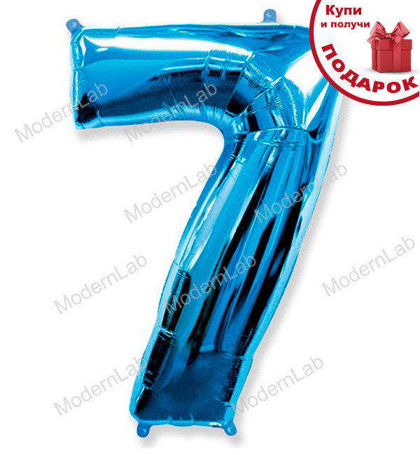 Кулька Цифра "7" (102 см), Іспанія, колір - блакитний (металік)