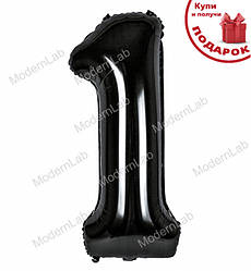 Кулька Цифра "1" (100 см), колір - чорний (металік)