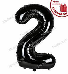 Кулька Цифра "2" (100 см), колір - чорний (металік)