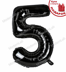Кулька Цифра "5" (100 см), колір - чорний (металік)